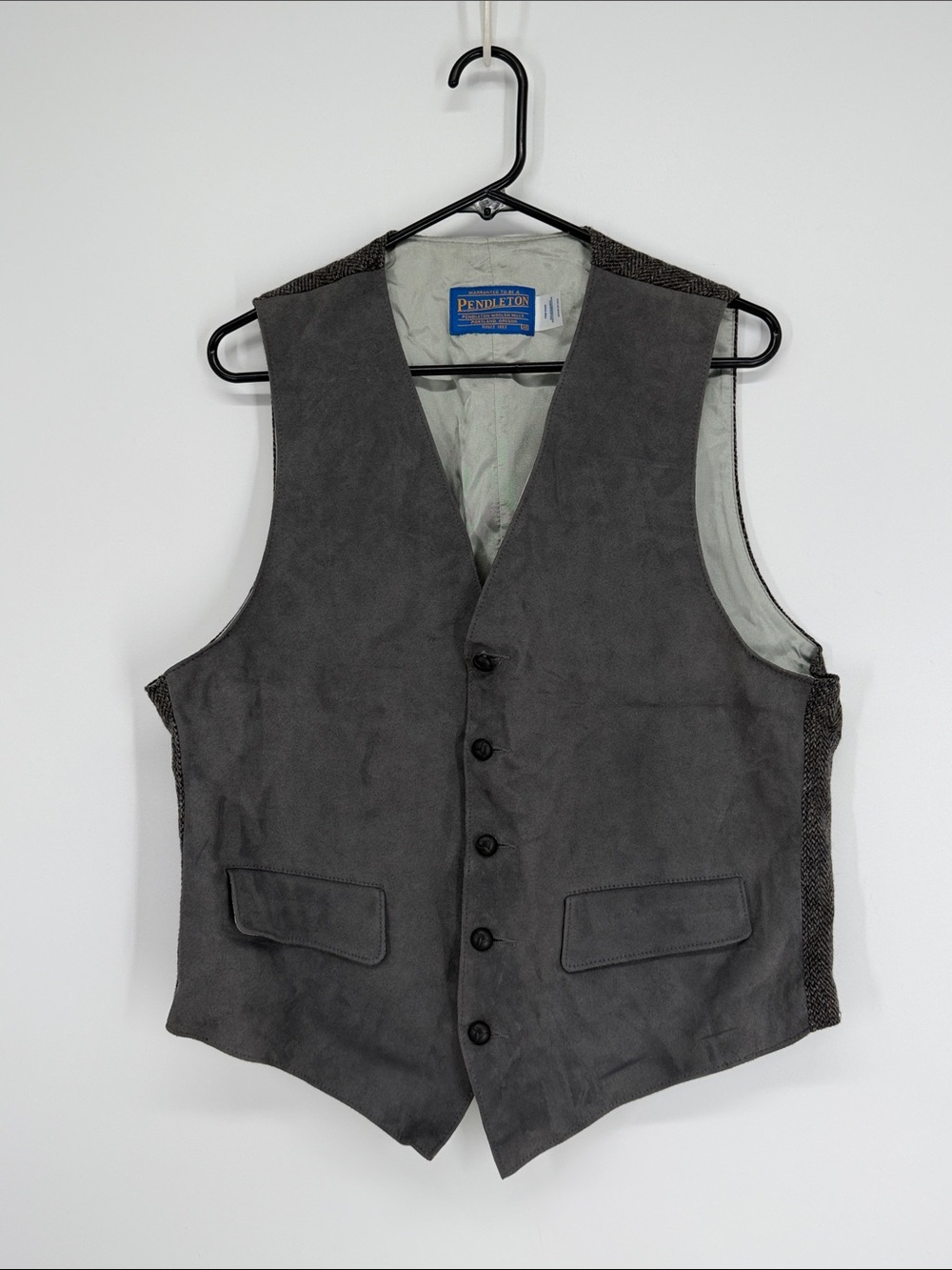 Pendleton Suede & Tweed Vest Men’s Size 46 Gray